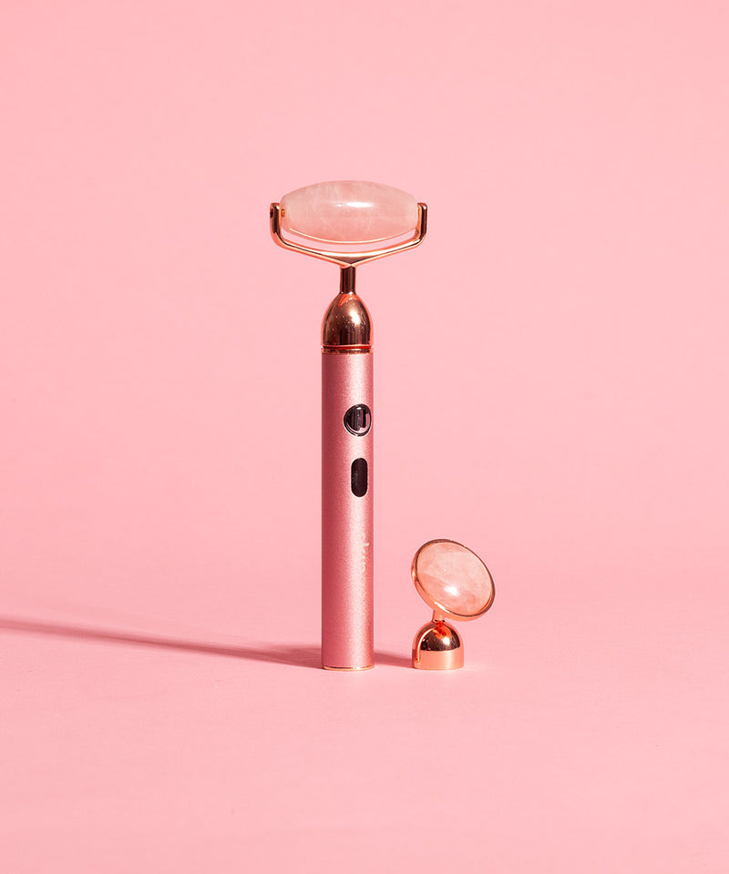 Vibrating Rose Quartz Sculpting Roller MySkinnStudio Vibrating Rose Quartz Sculpting Roller MySkinnStudio